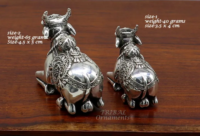 925 Sterling silver Lord Shiva Vahan Nandi Maharaj handmade small article for puja best gift for lord Shiva divine Nandi statue su995 TRIBAL ORNAMENTS Necklaces