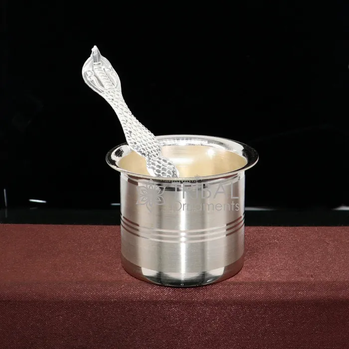 999 fine silver Panchmrit bowl or baby kids milk serving bowl pure silver utensils home and temple puja accessories india su1037 TRIBAL ORNAMENTS Necklaces 999 fine silver Panchmrit bowl or baby kids milk serving bowl pure silver utensils home and temple puja accessories india su1037 TRIBAL ORNAMENTS Necklaces