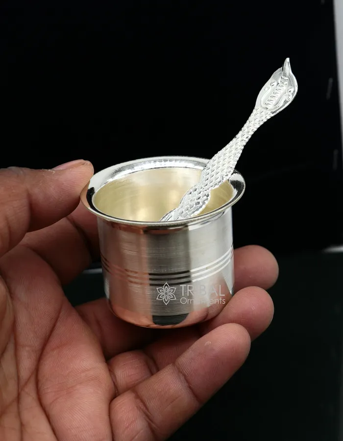 999 fine silver Panchmrit bowl or baby kids milk serving bowl pure silver utensils home and temple puja accessories india su1037 TRIBAL ORNAMENTS Necklaces