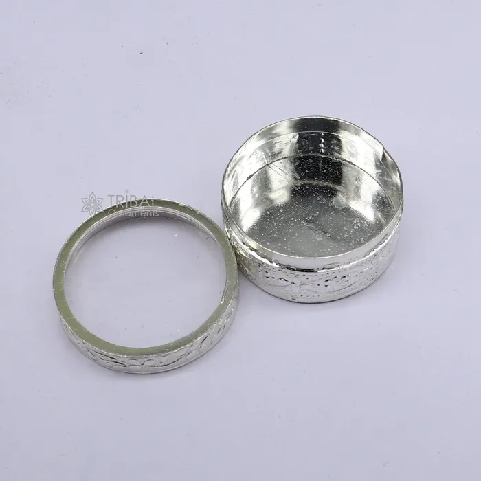 999 pure silver small prasadam box kajal box Tobacco box storage box silver utensils silver box personal box worshiping box stb831 TRIBAL ORNAMENTS Rings