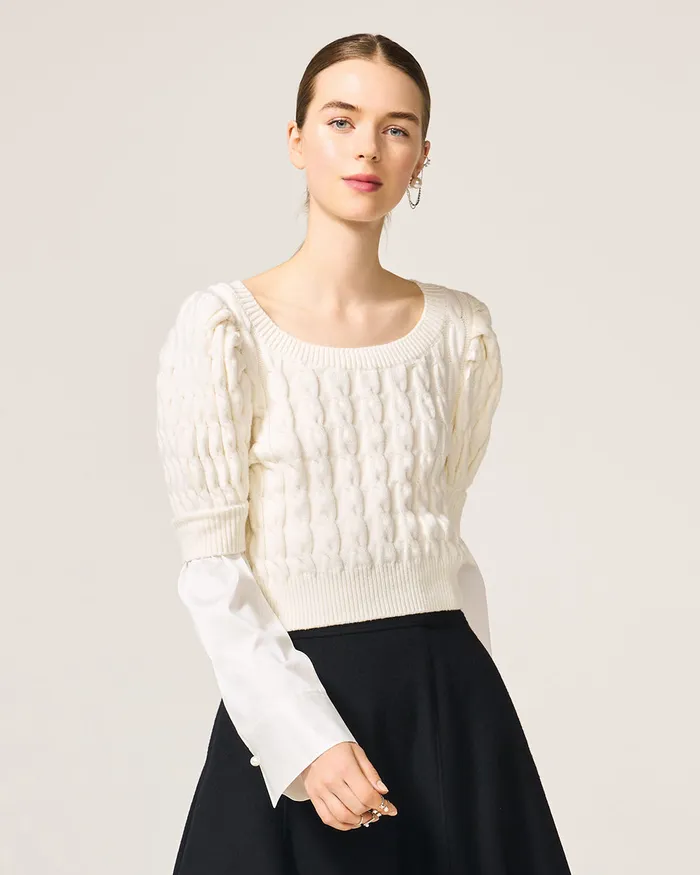 ADEAM Earrings Ivory Joan Knit Top