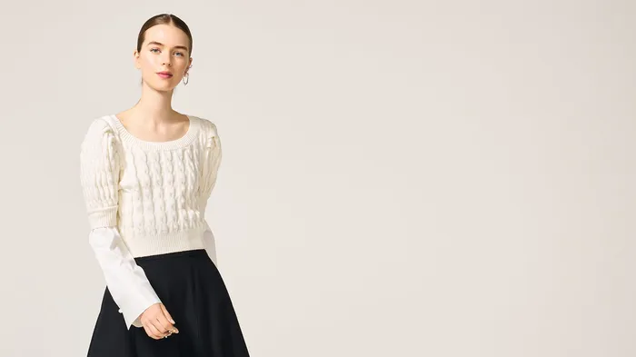 ADEAM Earrings Ivory Joan Knit Top