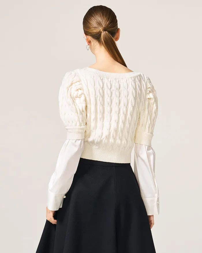 ADEAM Earrings Ivory Joan Knit Top
