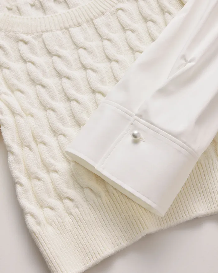 ADEAM Earrings Ivory Joan Knit Top