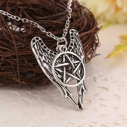 alice Necklaces AZ66 Silver Wings with Star Necklace with FREE EARRINGS