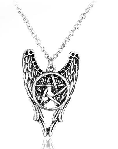 alice Necklaces AZ66 Silver Wings with Star Necklace with FREE EARRINGS