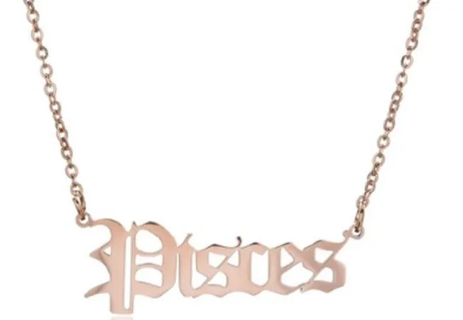 alice Necklaces AZ871 Rose Gold Pisces Zodiac Necklace with FREE EARRINGS