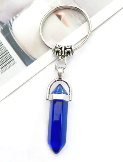 alice Rings K156 Silver Blue Natural Stone Keychain