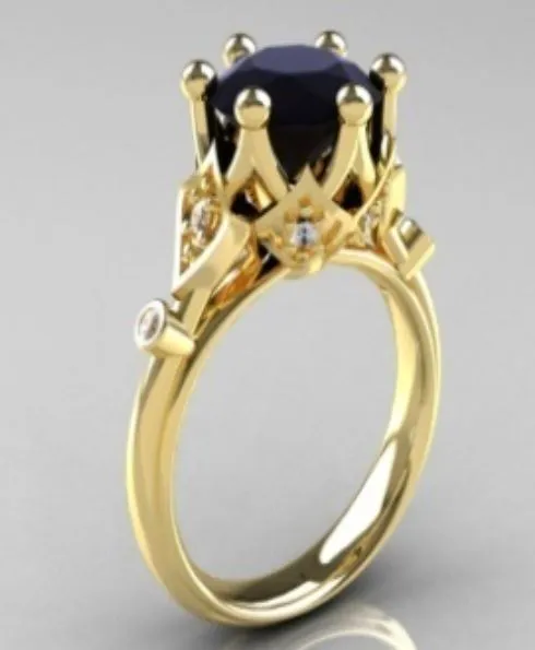 alice Rings R110 Gold Black Gemstone Ring