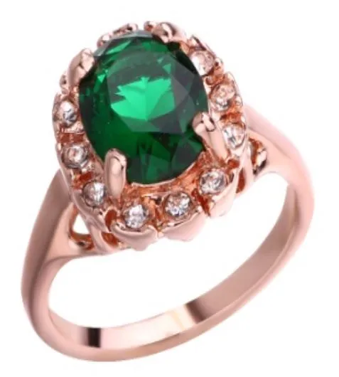 alice Rings R60 Rose Gold Green Gemstone Ring