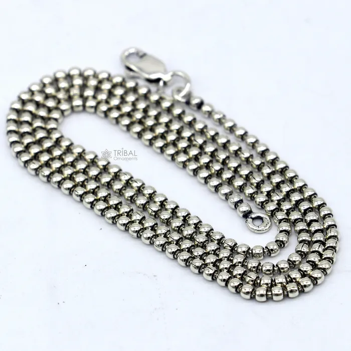 All size 925 sterling silver handmade customized fancy stylish 2mm silver beaded chain necklace chain best gifting jewelry ch583 TRIBAL ORNAMENTS Necklaces All size 925 sterling silver handmade customized fancy stylish 2mm silver beaded chain necklace chain best gifting jewelry ch583 TRIBAL ORNAMENTS Necklaces