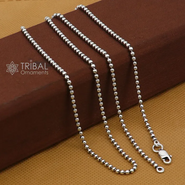 All size 925 sterling silver handmade customized fancy stylish 2mm silver beaded chain necklace chain best gifting jewelry ch583 TRIBAL ORNAMENTS Necklaces All size 925 sterling silver handmade customized fancy stylish 2mm silver beaded chain necklace chain best gifting jewelry ch583 TRIBAL ORNAMENTS Necklaces