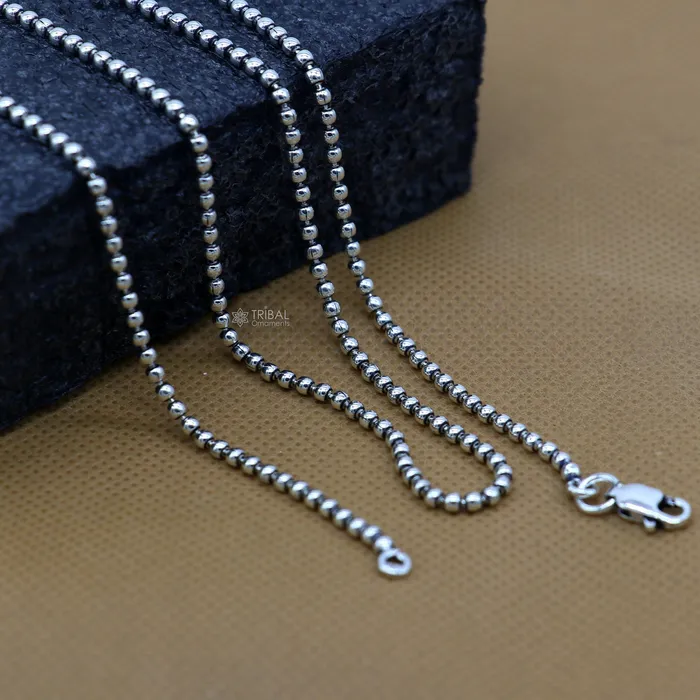 All size 925 sterling silver handmade customized fancy stylish 2mm silver beaded chain necklace chain best gifting jewelry ch583 TRIBAL ORNAMENTS Necklaces All size 925 sterling silver handmade customized fancy stylish 2mm silver beaded chain necklace chain best gifting jewelry ch583 TRIBAL ORNAMENTS Necklaces