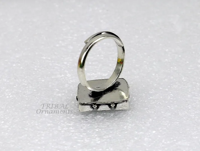 Amazing green stone Modern cultural fashionable 925 sterling silver adjustable ring best gift for hergirls charming jewelry india sr352 TRIBAL ORNAMENTS Rings Amazing green stone Modern cultural fashionable 925 sterling silver adjustable ring best gift for hergirls charming jewelry india sr352 TRIBAL ORNAMENTS Rings