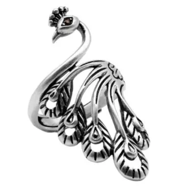 AR32 Silver Peacock Adjustable Ring POLLY Rings