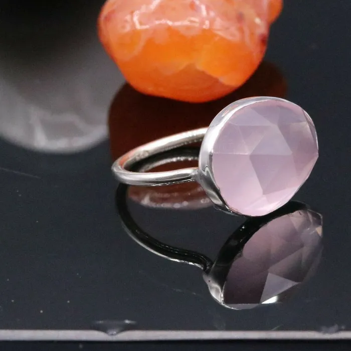 AWESOME PINK ROSE QUARTZ 925 SOLID SILVER HANDMADE RING BAND UNISEX sr118 TRIBAL ORNAMENTS Rings AWESOME PINK ROSE QUARTZ 925 SOLID SILVER HANDMADE RING BAND UNISEX sr118 TRIBAL ORNAMENTS Rings
