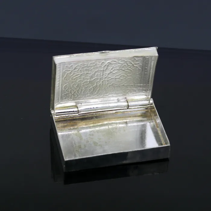 Awesome vintage style 925 pure silver green floral enamel work trinket box jewelry box pills box silver articles brides gifting stb22 TRIBAL ORNAMENTS Rings