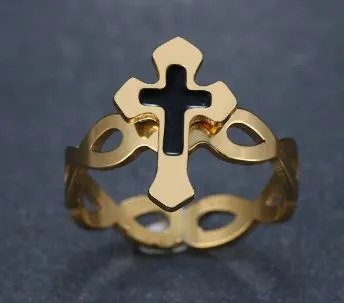 AX Rings R401 Gold with Black Cross Ring
