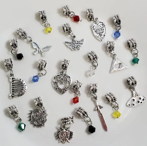 AZ55 Silver 21 Charm Chain Necklace with Free Earrings SUPER VALUE alice Necklaces