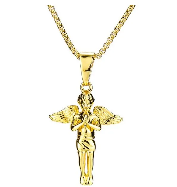 AZ960 Gold Angel Pendant Necklace with Free Earrings alice Necklaces