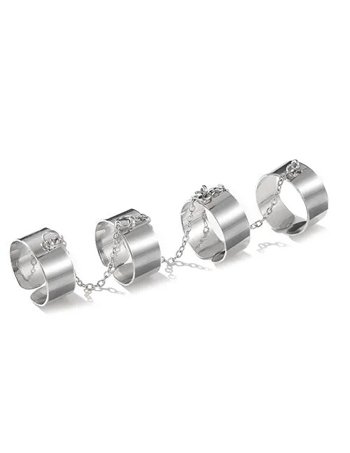 B1099 Silver Adjustable Finger Chain 02 Rings