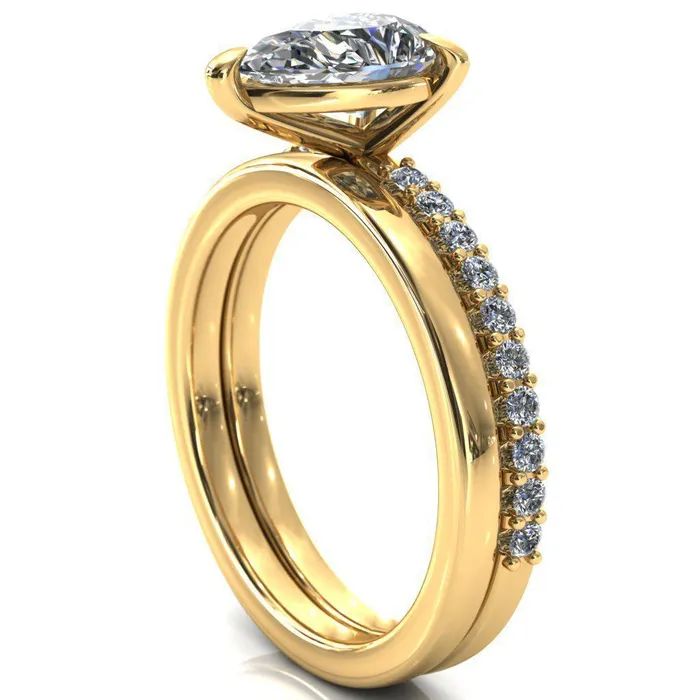 Beatrisa Pear Center Stone 34 Eternity 3 Prong Engagement Ring Fire Brilliance Rings