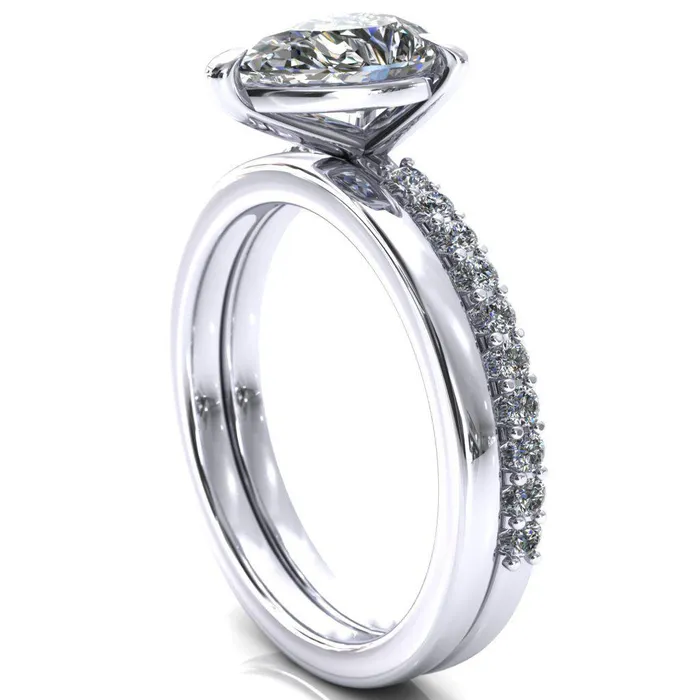 Beatrisa Pear Center Stone 34 Eternity 3 Prong Engagement Ring Fire Brilliance Rings