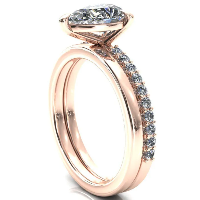 Beatrisa Pear Center Stone 34 Eternity 3 Prong Engagement Ring Fire Brilliance Rings
