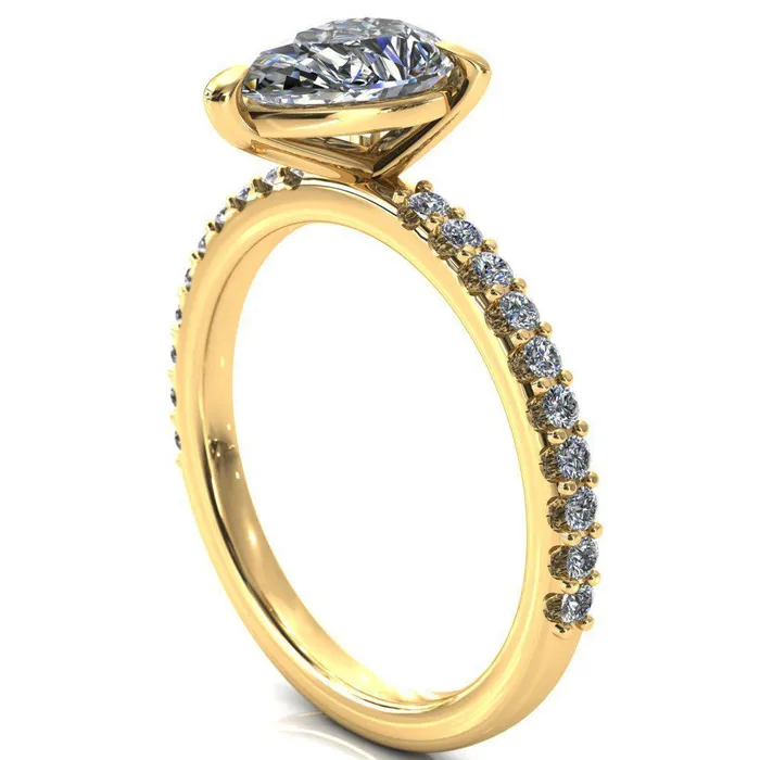 Beatrisa Pear Center Stone 34 Eternity 3 Prong Engagement Ring Fire Brilliance Rings