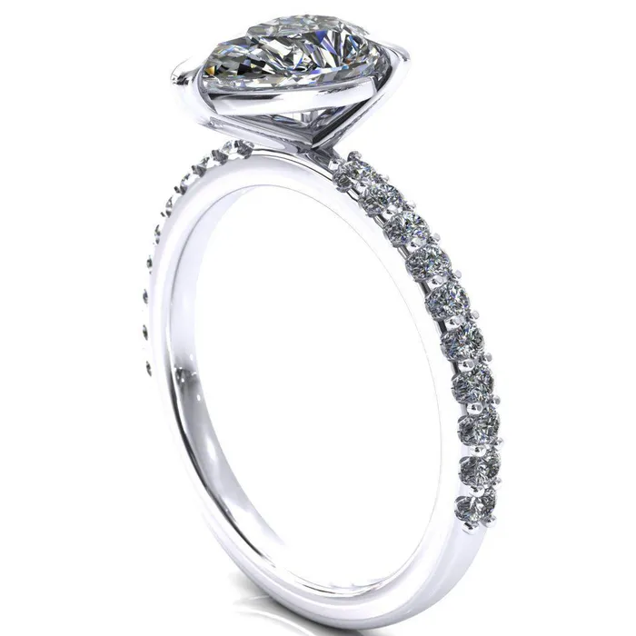Beatrisa Pear Center Stone 34 Eternity 3 Prong Engagement Ring Fire Brilliance Rings