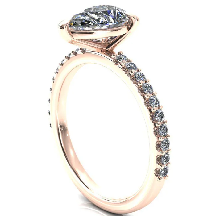 Beatrisa Pear Center Stone 34 Eternity 3 Prong Engagement Ring Fire Brilliance Rings