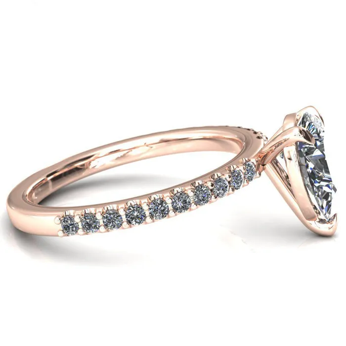 Beatrisa Pear Center Stone 34 Eternity 3 Prong Engagement Ring Fire Brilliance Rings
