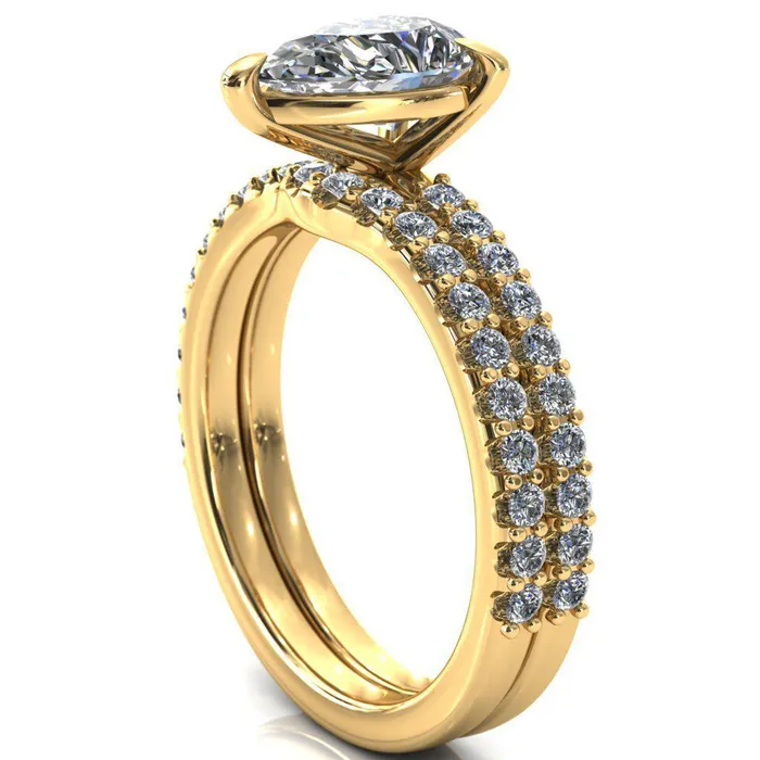 Beatrisa Pear Center Stone 34 Eternity 3 Prong Engagement Ring Fire Brilliance Rings