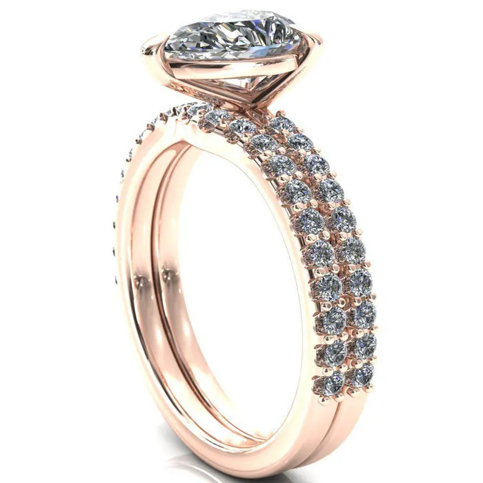 Beatrisa Pear Center Stone 34 Eternity 3 Prong Engagement Ring Fire Brilliance Rings