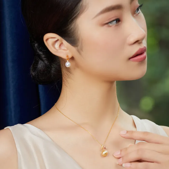 Birthstone 18k solid gold Pearl Earrings KE00005 Pearly Lustre Earrings