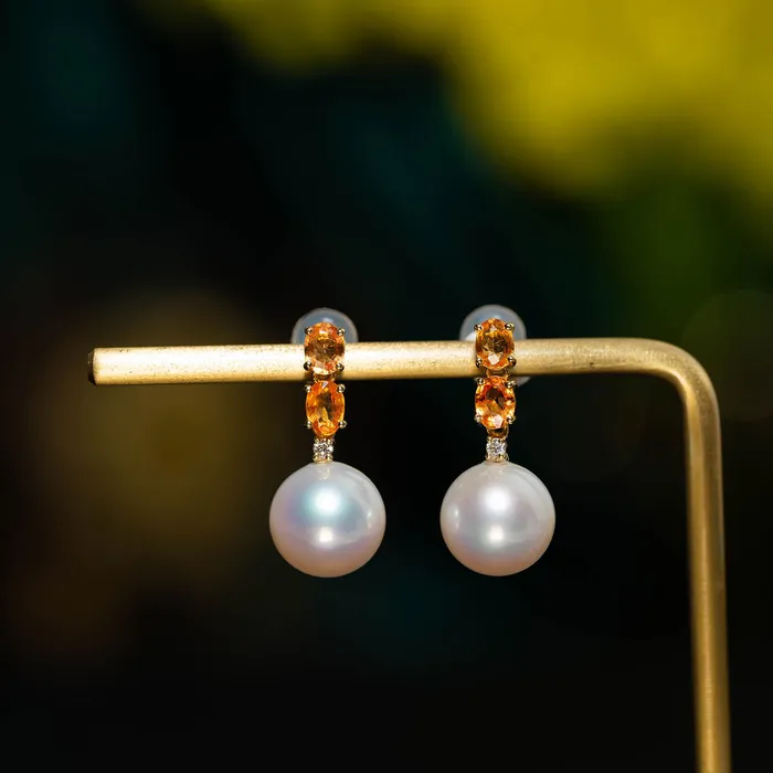 Birthstone 18k solid gold Pearl Earrings KE00005 Pearly Lustre Earrings