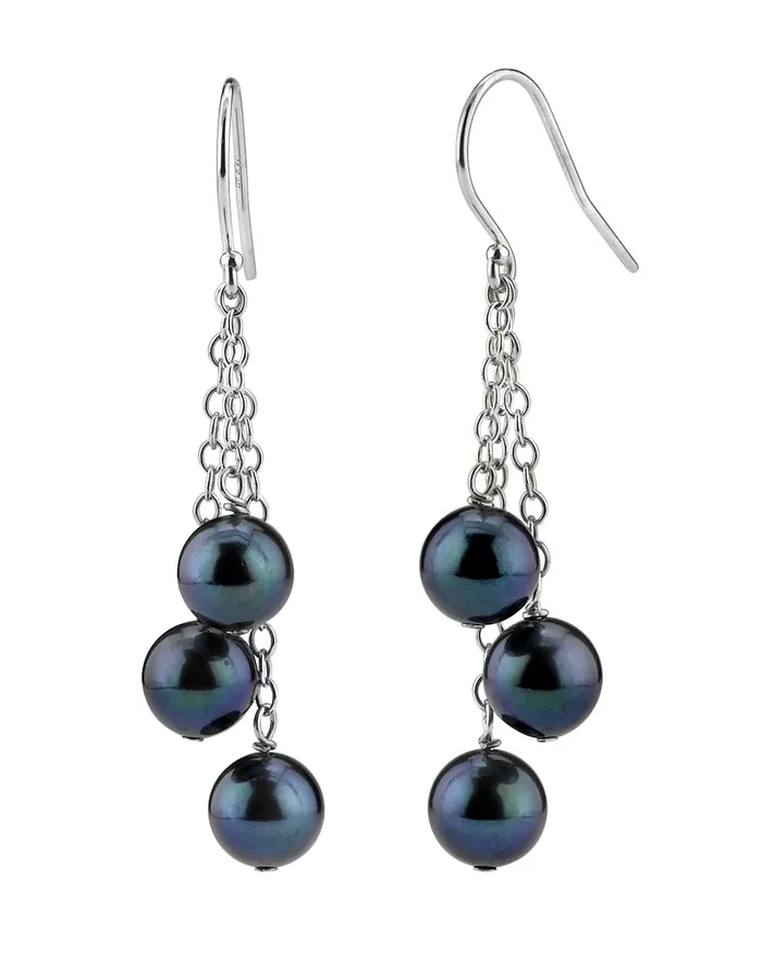 Black Akoya Pearl Cluster Earrings spt Earrings