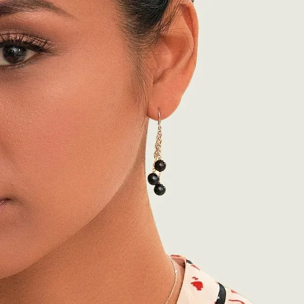 Black Akoya Pearl Cluster Earrings spt Earrings