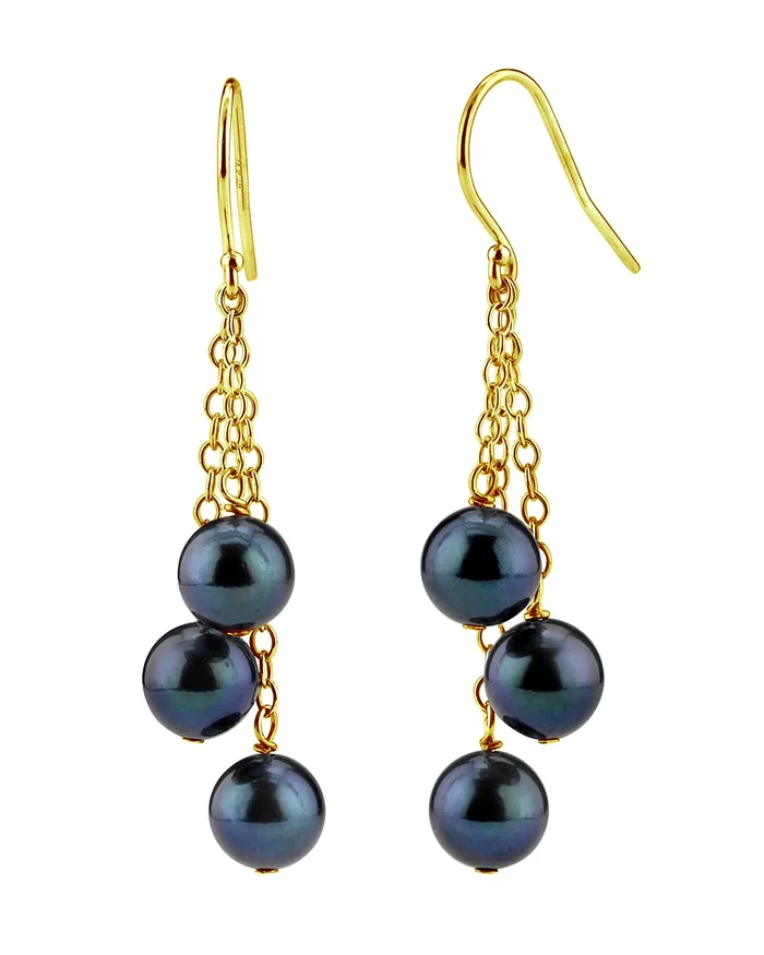 Black Akoya Pearl Cluster Earrings spt Earrings