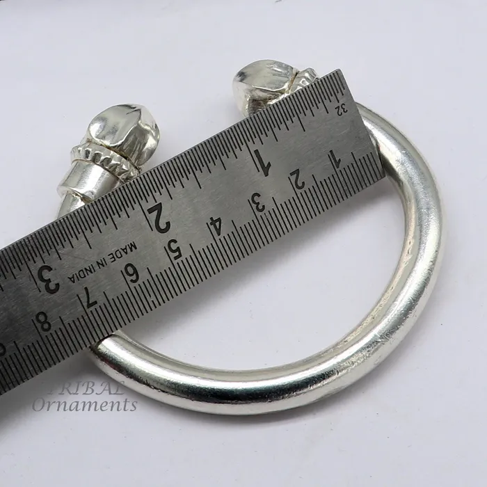 Bracelets 925 sterling silver mens plain bangle bracelet adjustable kada solid tribal design bangle gifting kada nsk569 TRIBAL ORNAMENTS