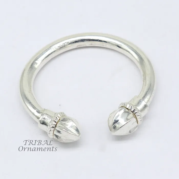 Bracelets 925 sterling silver mens plain bangle bracelet adjustable kada solid tribal design bangle gifting kada nsk569 TRIBAL ORNAMENTS