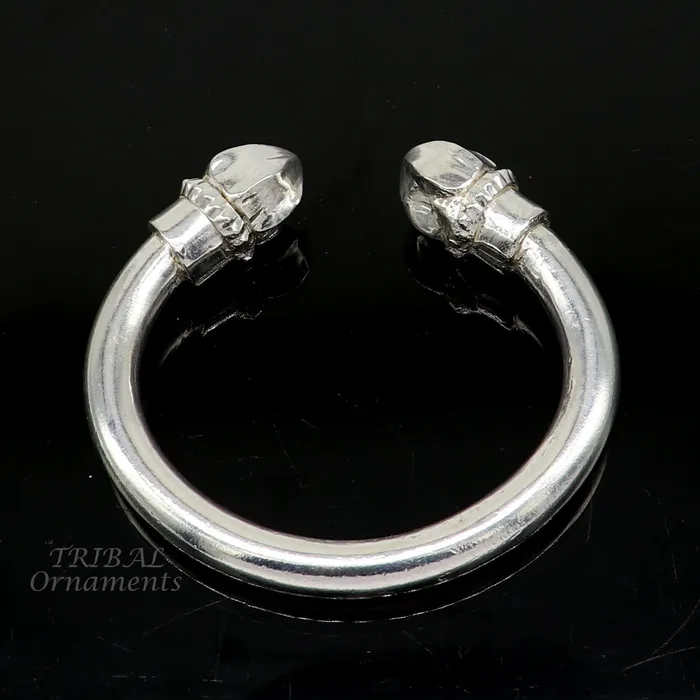 Bracelets 925 sterling silver mens plain bangle bracelet adjustable kada solid tribal design bangle gifting kada nsk569 TRIBAL ORNAMENTS