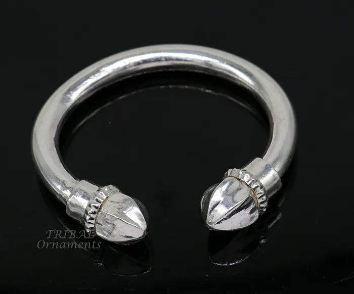 Bracelets 925 sterling silver mens plain bangle bracelet adjustable kada solid tribal design bangle gifting kada nsk569 TRIBAL ORNAMENTS