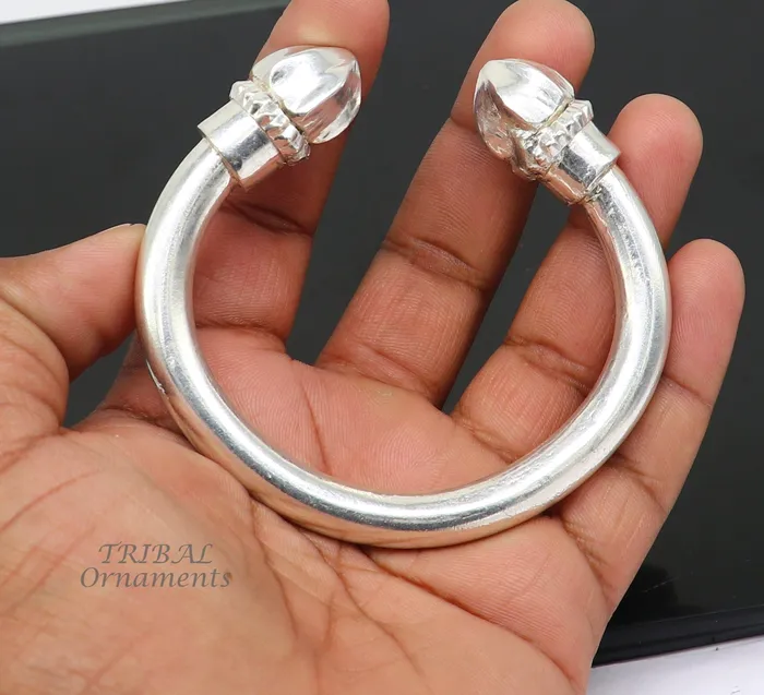 Bracelets 925 sterling silver mens plain bangle bracelet adjustable kada solid tribal design bangle gifting kada nsk569 TRIBAL ORNAMENTS