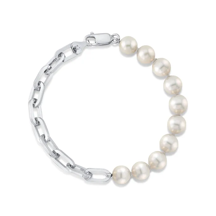 Bracelets spt 7mm White Freshwater Oscar Pearl Chain Bracelet