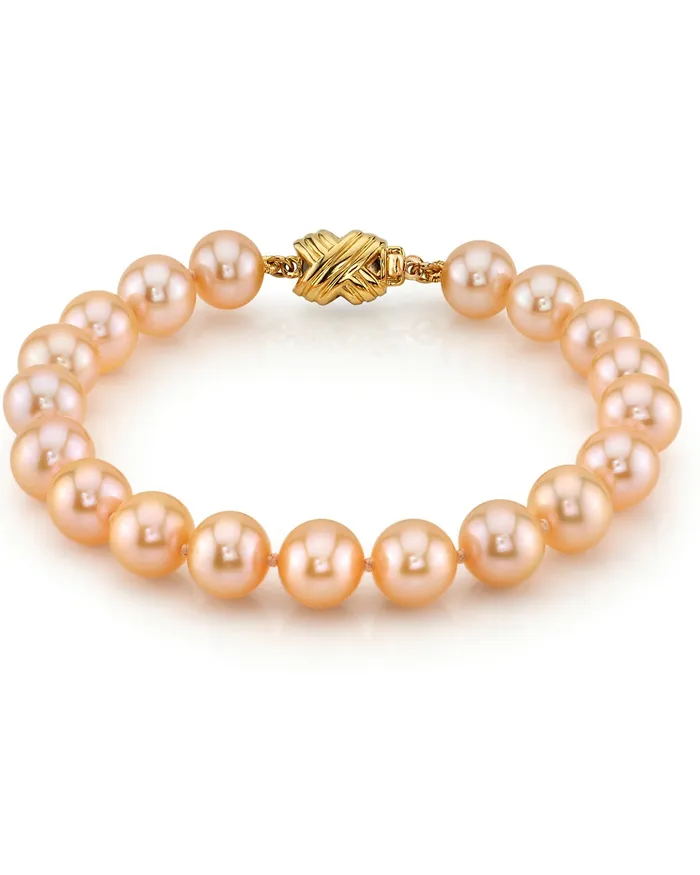 Bracelets spt 8595mm Peach Freshwater Pearl Bracelet AAA Quality
