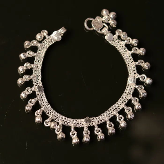 Bracelets TRIBAL ORNAMENTS 66 Sterling silver handmade baby anklet charm ankle bracelet fabulous hanging noisy bells excellent unisex baby foot bracelet ank158