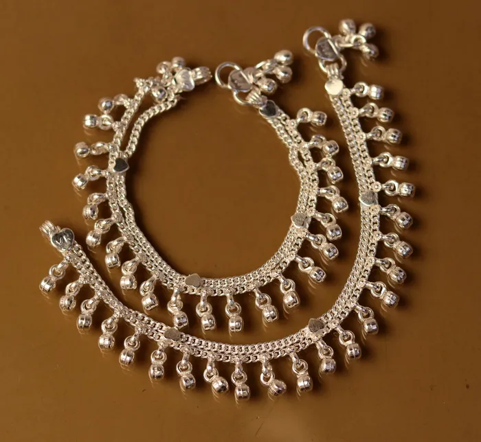 Bracelets TRIBAL ORNAMENTS 66 Sterling silver handmade baby anklet charm ankle bracelet fabulous hanging noisy bells excellent unisex baby foot bracelet ank158