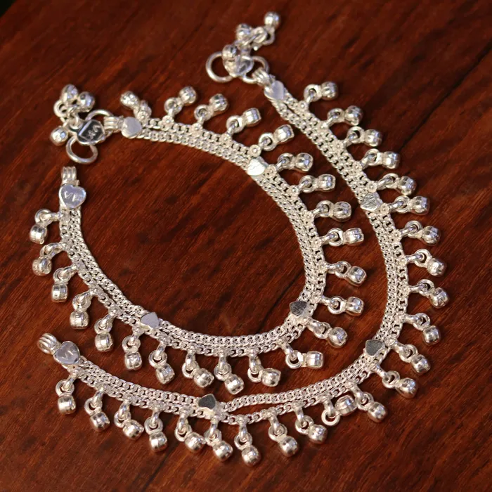 Bracelets TRIBAL ORNAMENTS 66 Sterling silver handmade baby anklet charm ankle bracelet fabulous hanging noisy bells excellent unisex baby foot bracelet ank158