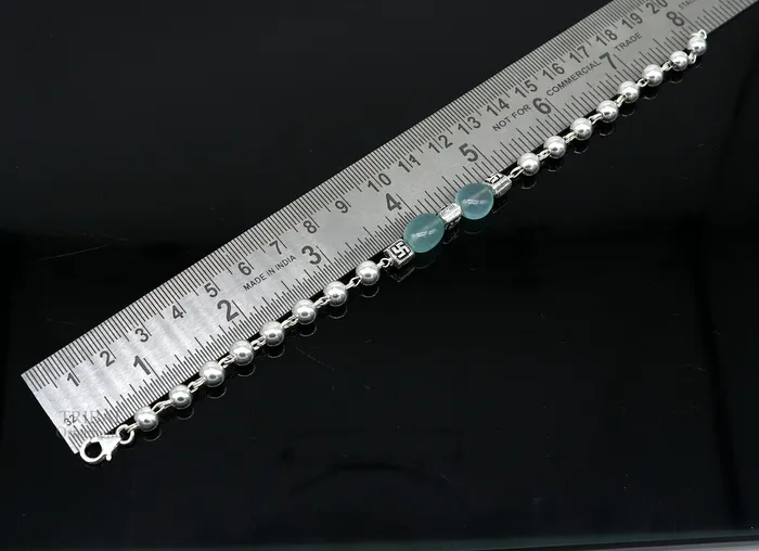 Bracelets TRIBAL ORNAMENTS 8 inches long 925 sterling silver handmade bracelet beaded bracelet aqua quartz stone bracelet gorgeous bracelet from india sbr256